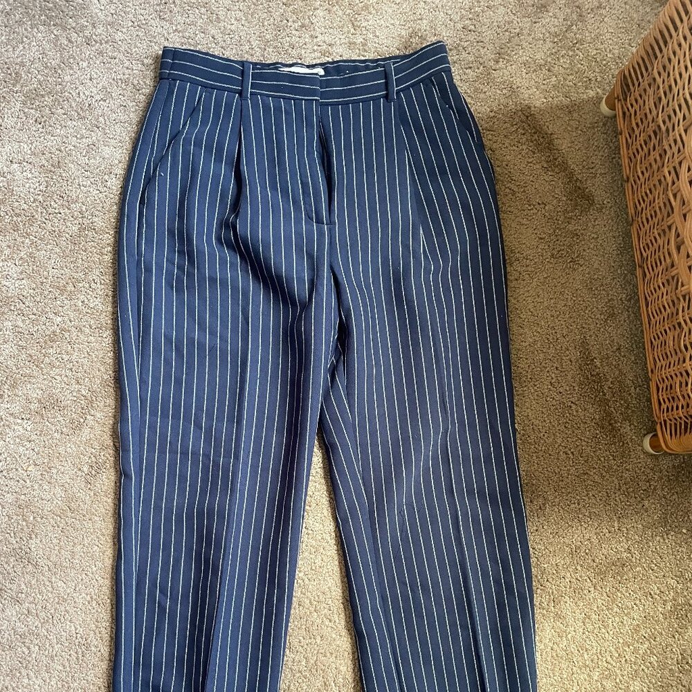 Abercrombie & Fitch Women's Pinstripe Navy Trouser Pants Size 29 8